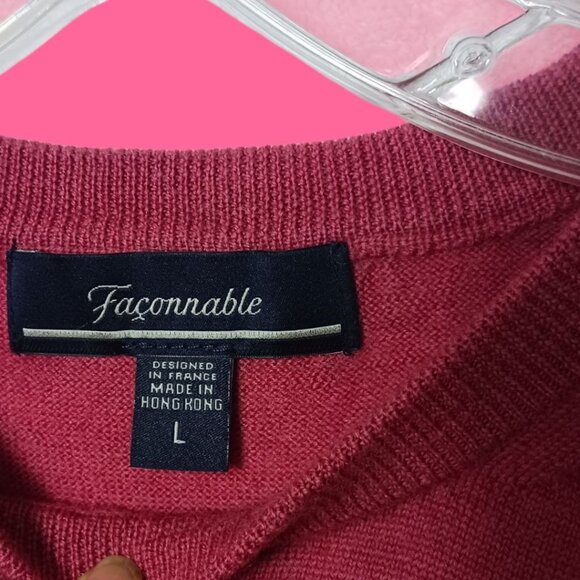 Faconnable Men Crewneck Sweater Long Sleeve Classic Fit Red Violet Large - Picture 5 of 12